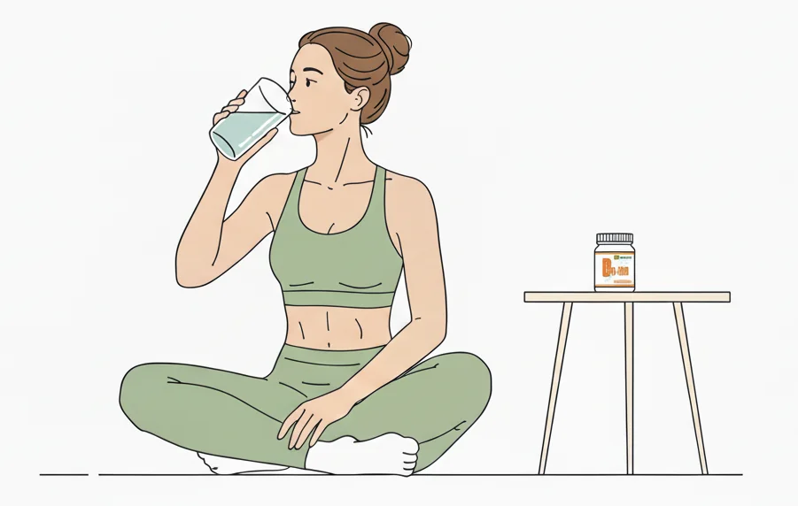 Forma correcta de tomar DIVI-HER: 2 cápsulas con 300ml de agua tibia