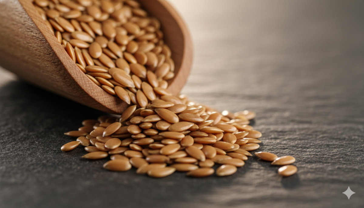 Semillas de linaza en cuenco